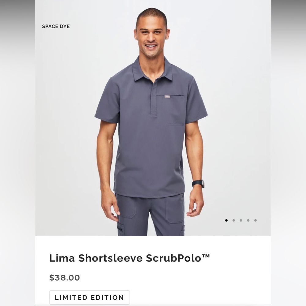 Figs men’s Space Dye Lima ScrubPolo top